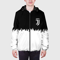 Куртка с капюшоном мужская Juventus белый огонь текстура, цвет: 3D-черный — фото 2