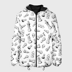 Куртка с капюшоном мужская Много шахматных фигур на белом паттерны, цвет: 3D-черный