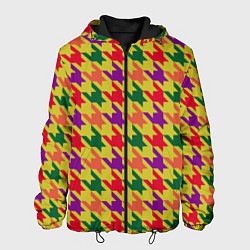 Куртка с капюшоном мужская Цветные гусиные лапки принт, цвет: 3D-черный