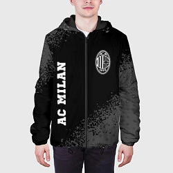 Куртка с капюшоном мужская AC Milan sport на темном фоне вертикально, цвет: 3D-черный — фото 2