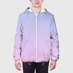 Куртка с капюшоном мужская Градиент лавандовый, цвет: 3D-белый — фото 2