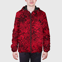 Куртка с капюшоном мужская Абстрактная текстура тёмно-красный, цвет: 3D-черный — фото 2