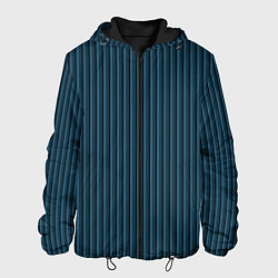 Куртка с капюшоном мужская Тёмно-бирюзовый в полоску, цвет: 3D-черный