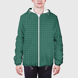 Куртка с капюшоном мужская Патиново-зелёный в клетку, цвет: 3D-белый — фото 2