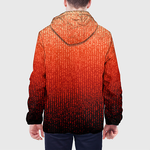 Мужская куртка Полосатый градиент оранжево-красный в чёрный / 3D-Черный – фото 4