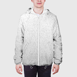 Куртка с капюшоном мужская Серо-белый паттерн мелкая мозаика, цвет: 3D-белый — фото 2
