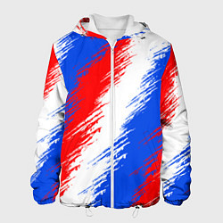 Куртка с капюшоном мужская Триколор штрихи красок, цвет: 3D-белый