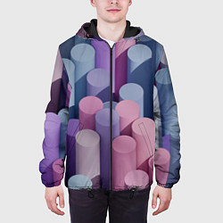 Куртка с капюшоном мужская Цветные цилиндры, цвет: 3D-черный — фото 2