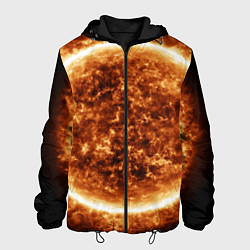 Куртка с капюшоном мужская Пылающее солнце крупным планом, цвет: 3D-черный