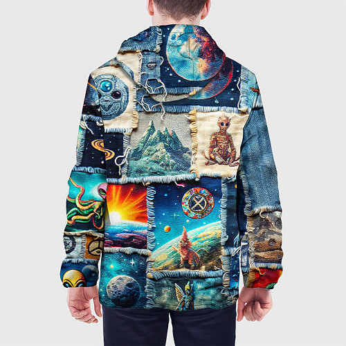 Мужская куртка Разнообразие миров - пэчворк / 3D-Белый – фото 4