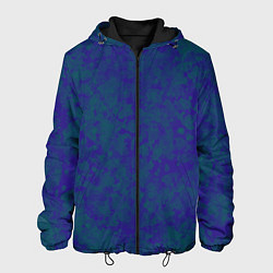 Куртка с капюшоном мужская Камуфляж синий с зелеными пятнами, цвет: 3D-черный
