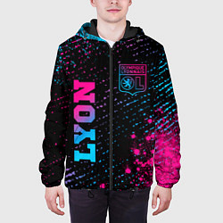 Куртка с капюшоном мужская Lyon - neon gradient вертикально, цвет: 3D-черный — фото 2