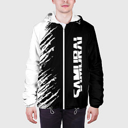 Куртка с капюшоном мужская Самурай штрихи - киберпанк 2077, цвет: 3D-белый — фото 2