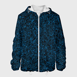 Куртка с капюшоном мужская Тёмный синий текстура, цвет: 3D-белый