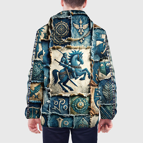 Мужская куртка Рыцарь на пэчворк дениме / 3D-Белый – фото 4