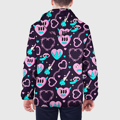Мужская куртка Узор сердец и колючих проволок / 3D-Черный – фото 4