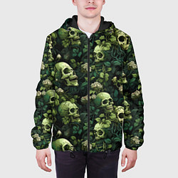 Куртка с капюшоном мужская Поле черепов с цветами, цвет: 3D-черный — фото 2