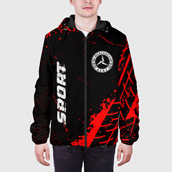 Куртка с капюшоном мужская Mercedes red sport tires, цвет: 3D-черный — фото 2