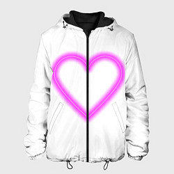 Куртка с капюшоном мужская Неоновое сиреневое сердце, цвет: 3D-черный