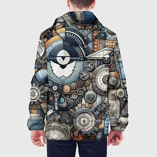 Мужская куртка Механистический паттерн - авангард нейросеть / 3D-Черный – фото 4