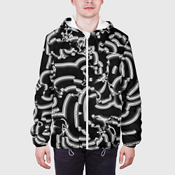 Куртка с капюшоном мужская Абстрактные объемные рельефы, цвет: 3D-белый — фото 2