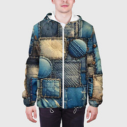Куртка с капюшоном мужская Denim patchwork - ai art, цвет: 3D-белый — фото 2