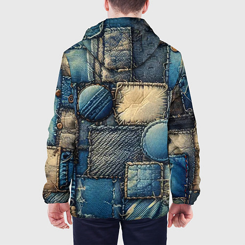 Мужская куртка Denim patchwork - ai art / 3D-Белый – фото 4