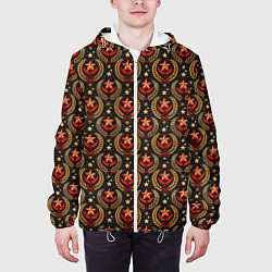 Куртка с капюшоном мужская Паттерн СССР черный фон, цвет: 3D-белый — фото 2