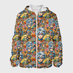 Куртка с капюшоном мужская Аниме паттерн, цвет: 3D-белый