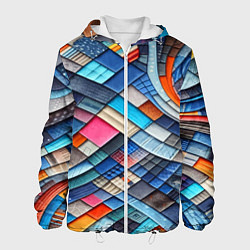 Куртка с капюшоном мужская Абстрактный авангардный пэчворк - нейросеть, цвет: 3D-белый