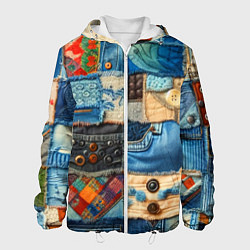 Куртка с капюшоном мужская Vanguard denim patchwork - ai art, цвет: 3D-белый