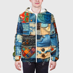 Куртка с капюшоном мужская Vanguard denim patchwork - ai art, цвет: 3D-белый — фото 2