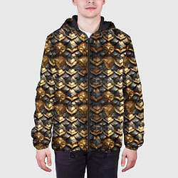Куртка с капюшоном мужская Золотистая текстурная броня, цвет: 3D-черный — фото 2