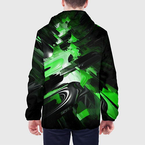 Мужская куртка Green dark abstract geometry style / 3D-Белый – фото 4