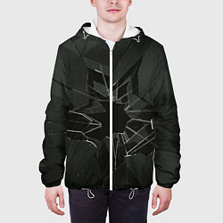Куртка с капюшоном мужская Черное разбитое стекло, цвет: 3D-белый — фото 2