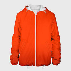 Куртка с капюшоном мужская Пылкий красно-оранжевый градиент, цвет: 3D-белый