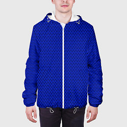 Куртка с капюшоном мужская Имитация сетки паттерн чёрно-синий, цвет: 3D-белый — фото 2