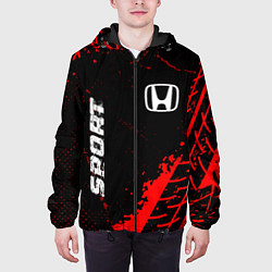 Куртка с капюшоном мужская Honda red sport tires, цвет: 3D-черный — фото 2
