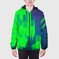 Куртка с капюшоном мужская Зеленый фиолет, цвет: 3D-черный — фото 2
