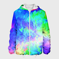 Куртка с капюшоном мужская Сине-зелёная кислота тай-дай, цвет: 3D-белый