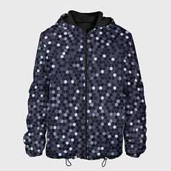 Куртка с капюшоном мужская Соты металлический синий, цвет: 3D-черный