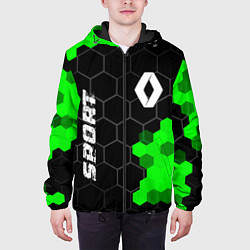 Куртка с капюшоном мужская Renault green sport hexagon, цвет: 3D-черный — фото 2