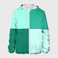 Куртка с капюшоном мужская Геометричный зелёный и мятный, цвет: 3D-белый