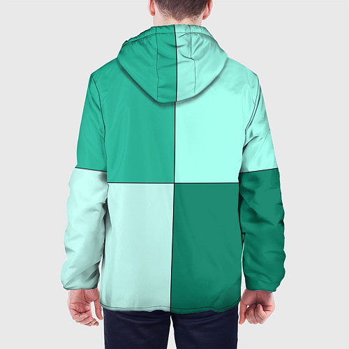 Мужская куртка Геометричный зелёный и мятный / 3D-Черный – фото 4