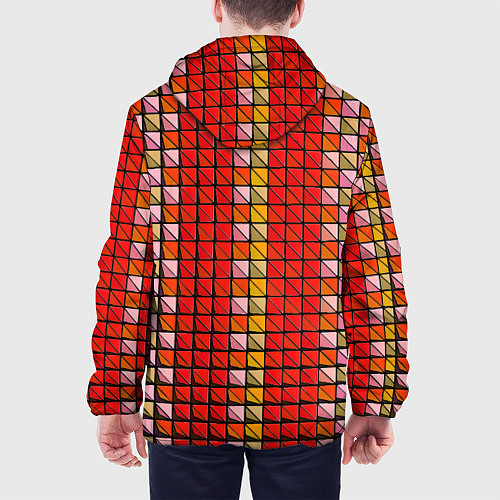 Мужская куртка Красные плитки / 3D-Белый – фото 4
