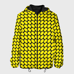 Куртка с капюшоном мужская Жёлтые лепестки шестиугольники, цвет: 3D-черный