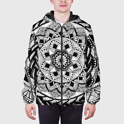 Куртка с капюшоном мужская Мандала зенарт чёрно-белая, цвет: 3D-черный — фото 2