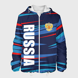 Куртка с капюшоном мужская Россия - blue stripes, цвет: 3D-белый