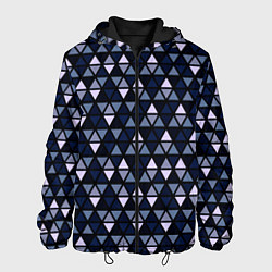 Куртка с капюшоном мужская Чёрно-синий паттерн треугольники, цвет: 3D-черный
