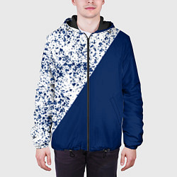 Куртка с капюшоном мужская Сине-белый пополам, цвет: 3D-черный — фото 2